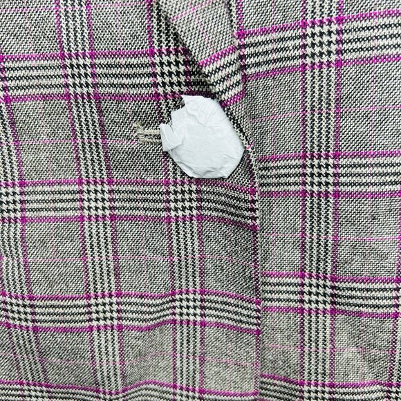 NWT Boston Proper Glen Plaid Single Button Lined Business Blazer Sz 12 Gray Pink - Picture 4 of 11